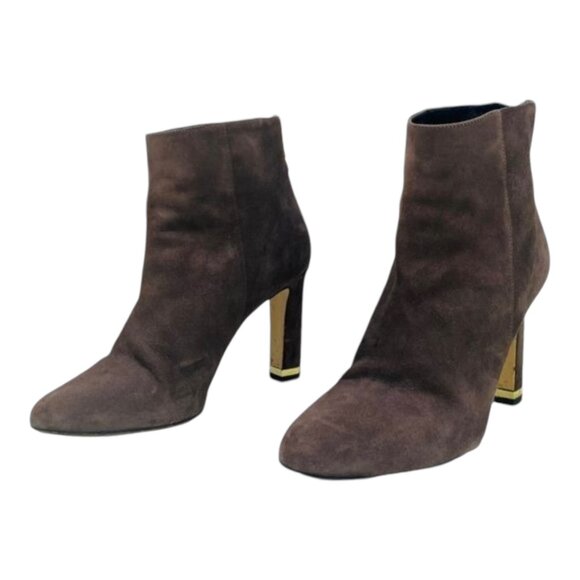 Kate Spade New York Womens Akane Suede Ankle Boots Size 6.5B Brown W/ Gold Heel - Picture 5 of 10